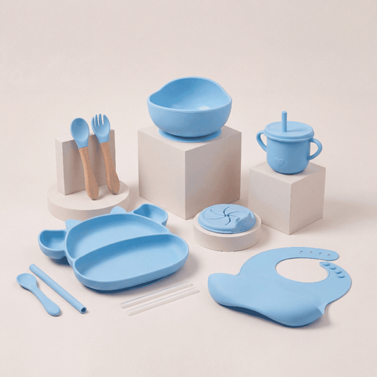 Set Primeras Comidas™ – Vajilla de Silicona Segura para Bebé (11 Piezas)