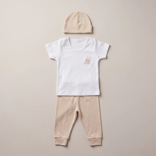 Conjunto Básico Recién Nacida ™ - Niña | Gorro, Camiseta y Pantalón