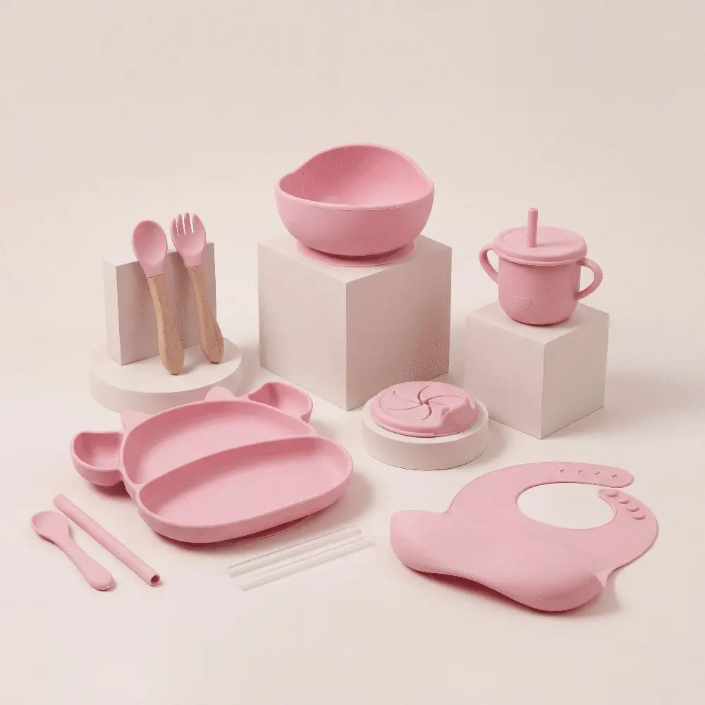 Set Primeras Comidas™ – Vajilla de Silicona Segura para Bebé (11 Piezas) Mimico