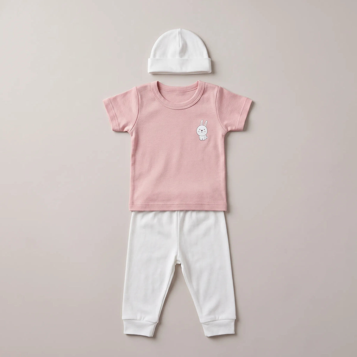 Conjunto Básico Recién Nacida ™ - Niña | Gorro, Camiseta y Pantalón