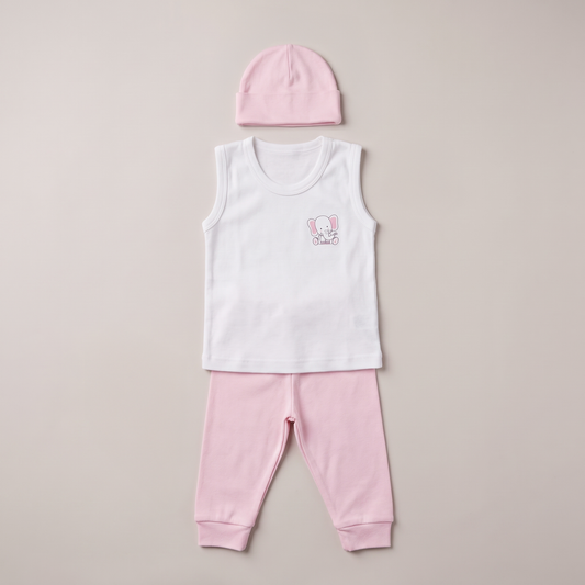 Conjunto Básico Recién Nacida ™ - Niña | Gorro, Camisilla y Pantalón