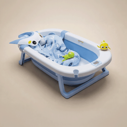 Bañera Plegable con Soporte, Cojín y Termómetro Digital ™