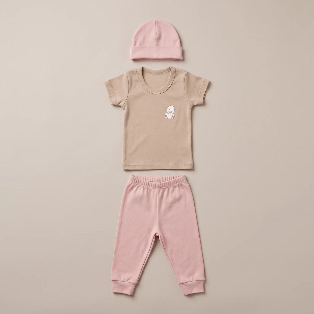 Conjunto Básico Recién Nacida ™ - Niña | Gorro, Camiseta y Pantalón