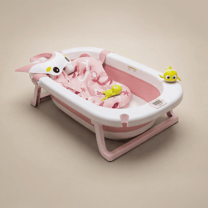 Bañera Plegable con Soporte, Cojín y Termómetro Digital ™